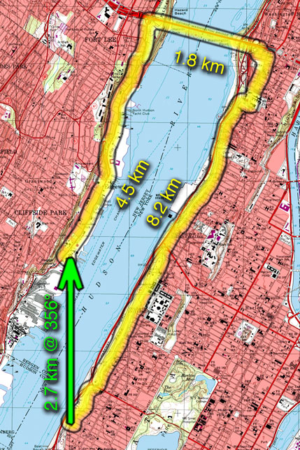 Topographic map of New York City with markup
